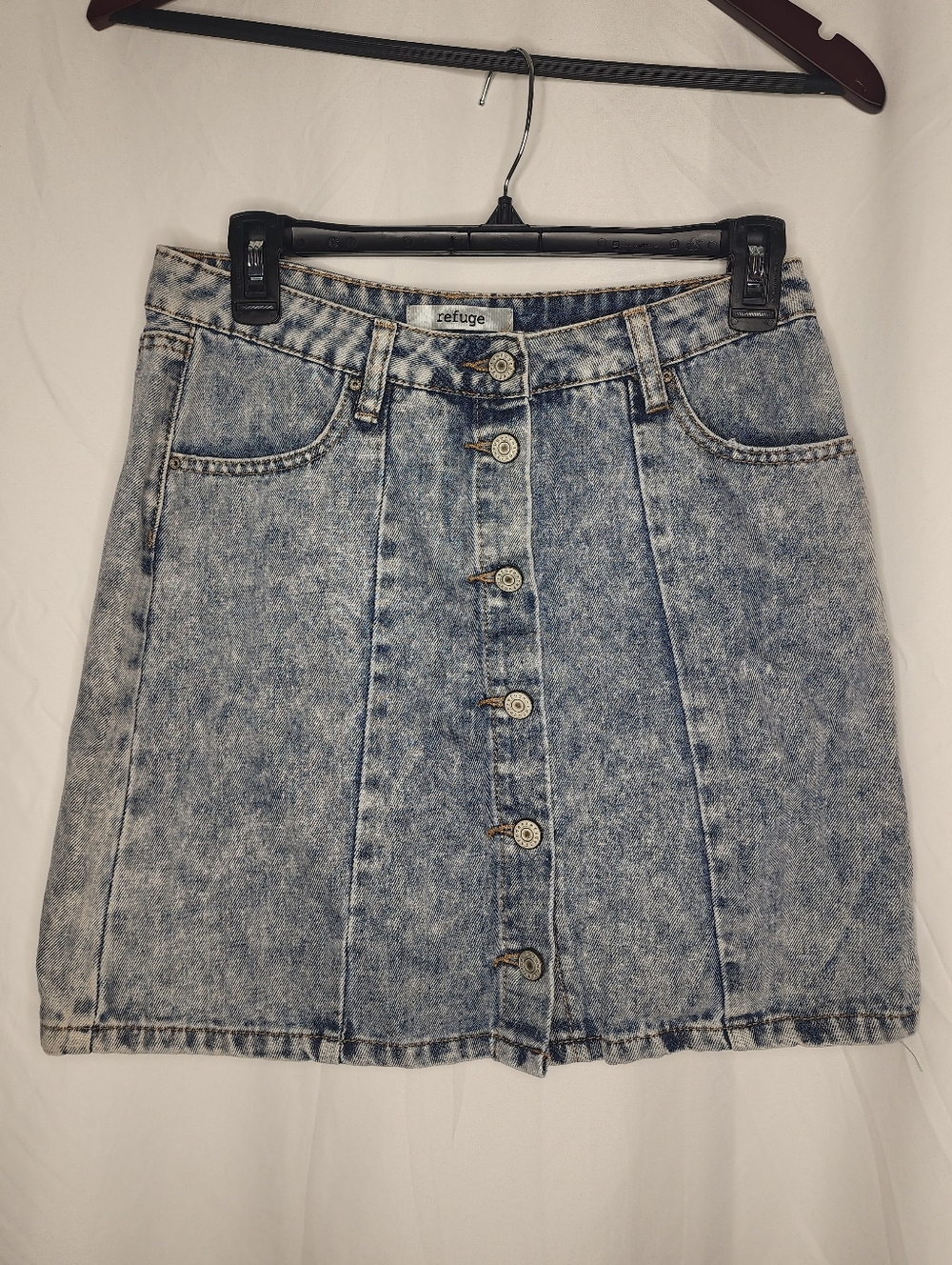 refuge Denim Button-Front Mini Skirt Size XS Like New